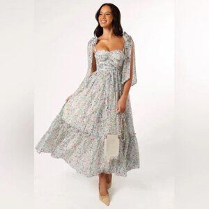 Petal & Pup Women's Floret Multi Color Sweetheart Neckline Midi Dress Size XL